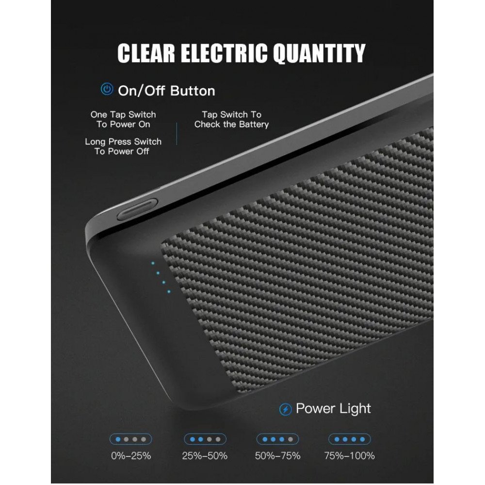 USB/Type-C Outputs Ultra Slim 10000mAh Universal Battery Pack Portable Charger Power Bank